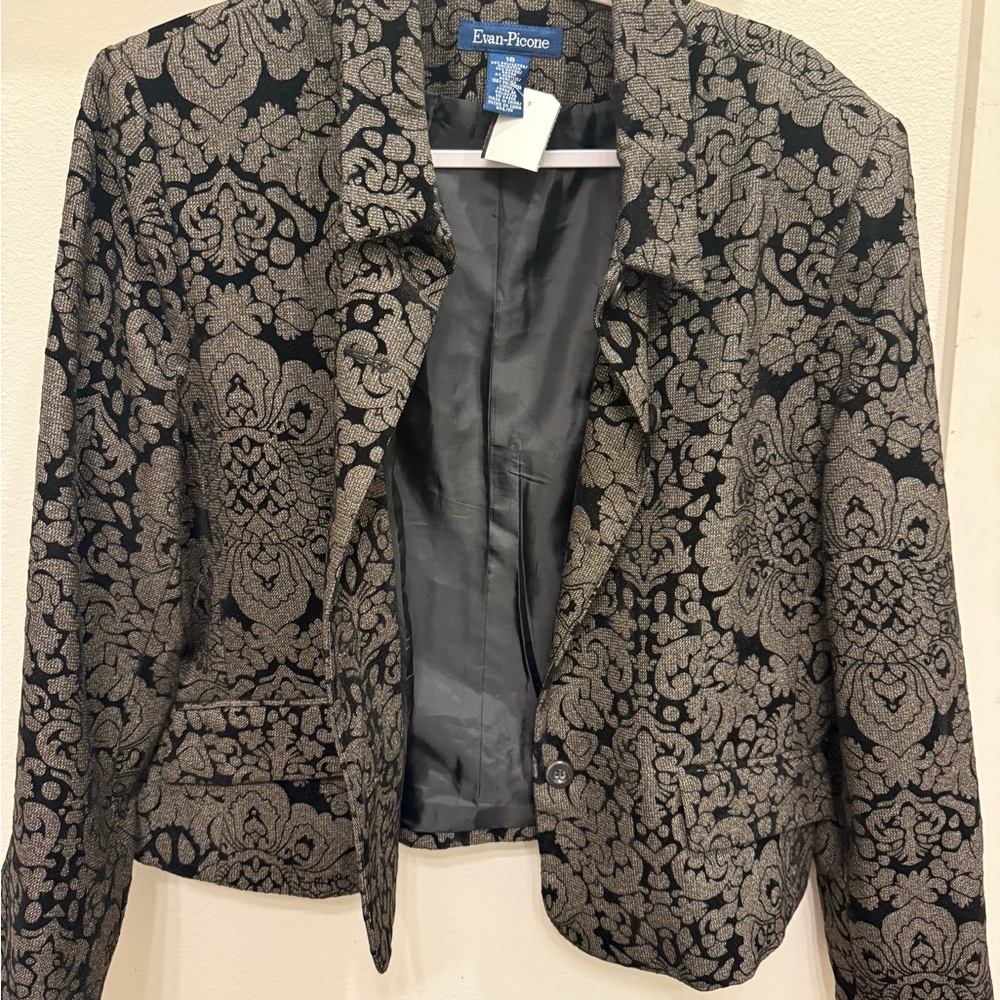 Evan Picone Black and Gray Patterned Blazer